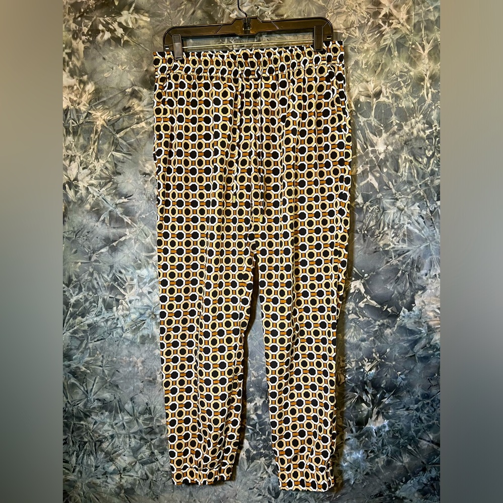 MICHAEL Michael Kors black white tan abstract track jogger trouser pant slacks